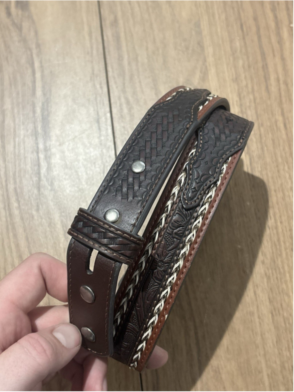 Cody James Boys Western Belt Size 24 Brown Tooled Leather Cowboy